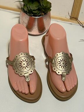 Women’s Pink Sandal with Gold Medallion Accent